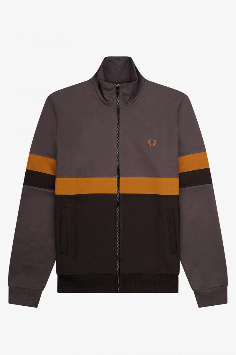 Black Fred Perry Panelled Track Men's Jackets | PH 1227AHKP